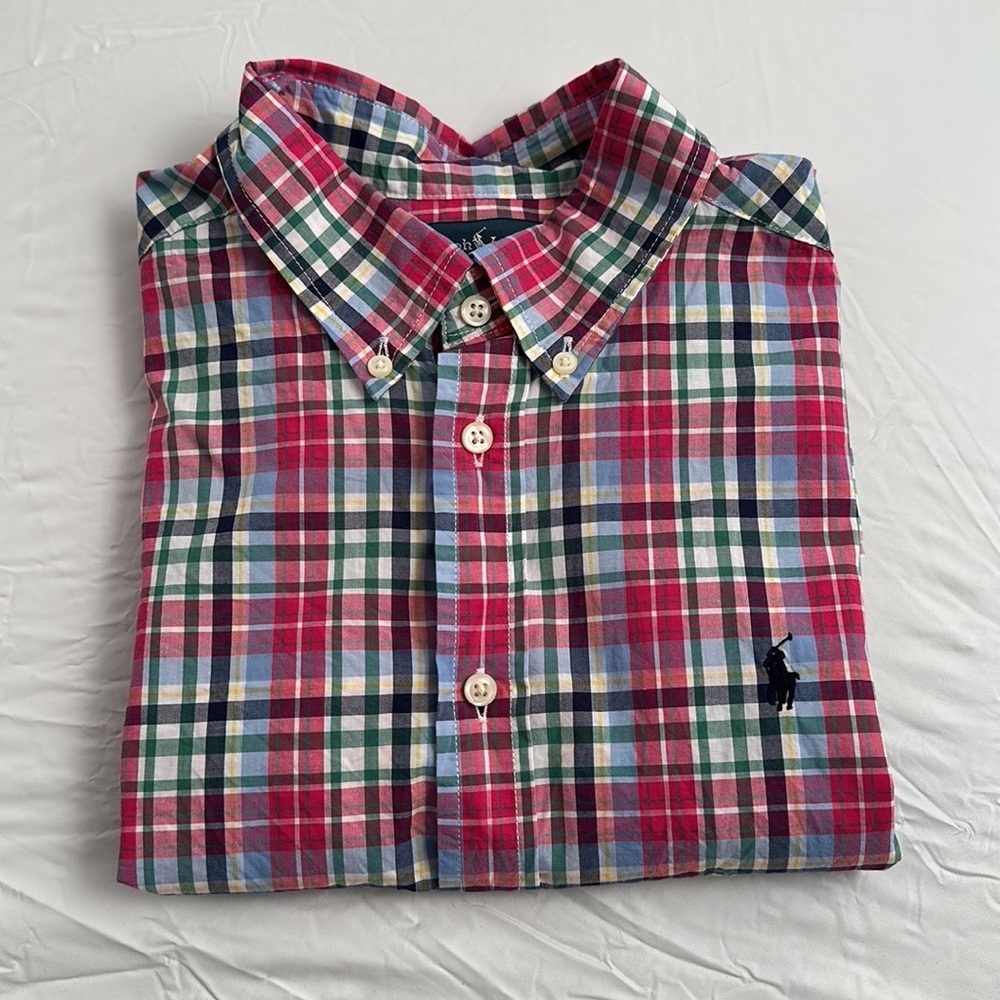 Ralph Lauren Polo multicolor plaid short sleeve button down shirt